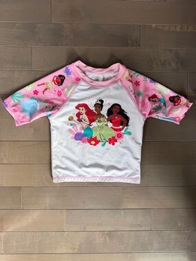 Disney Girls' Pink White Princess Swim Top